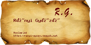Rényi Győző névjegykártya